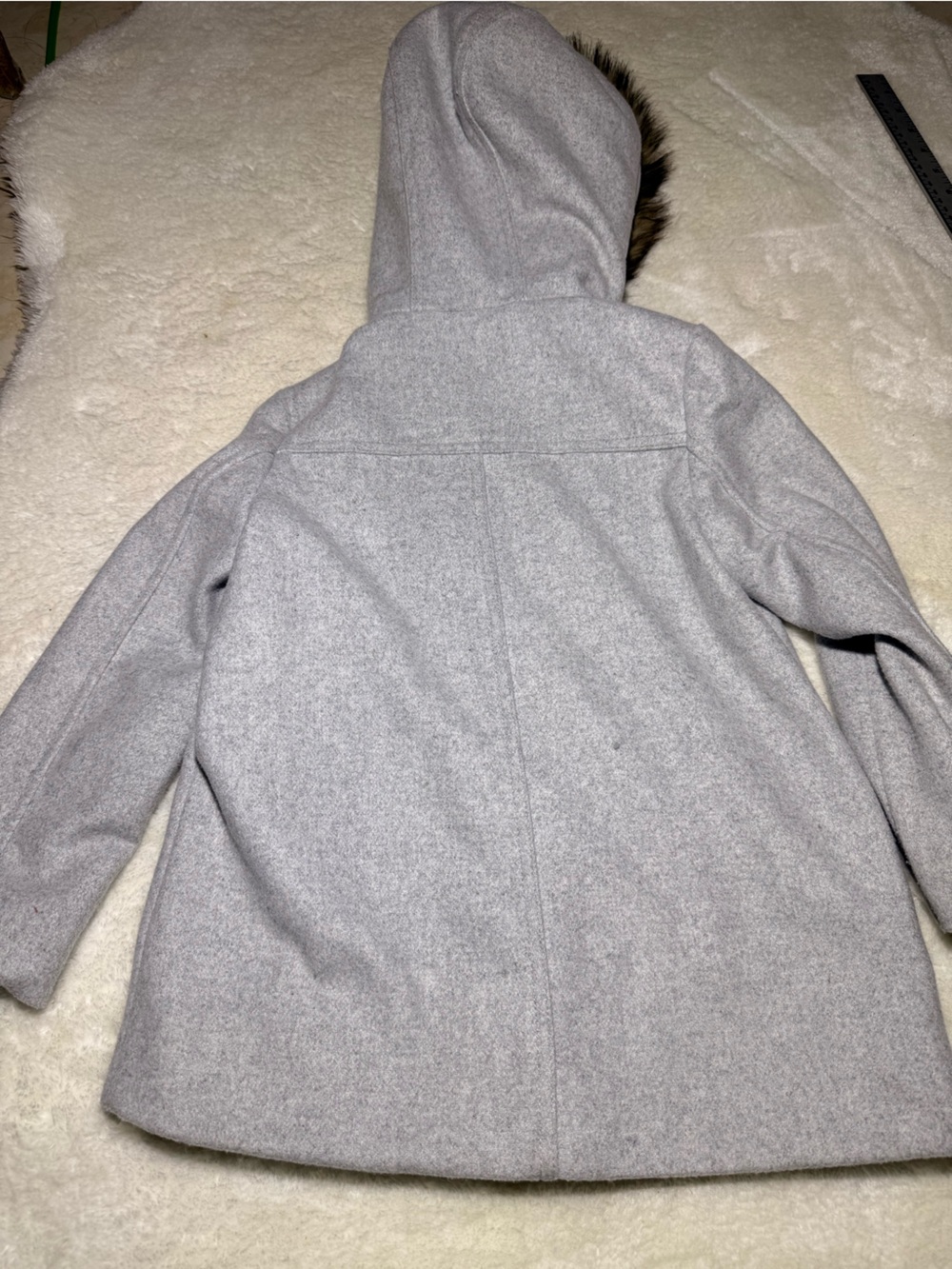 Gap Kids Wool Blend Winter Coat-Faux Hood Gray zipper snap button size S (6-7) - Picture 10 of 10